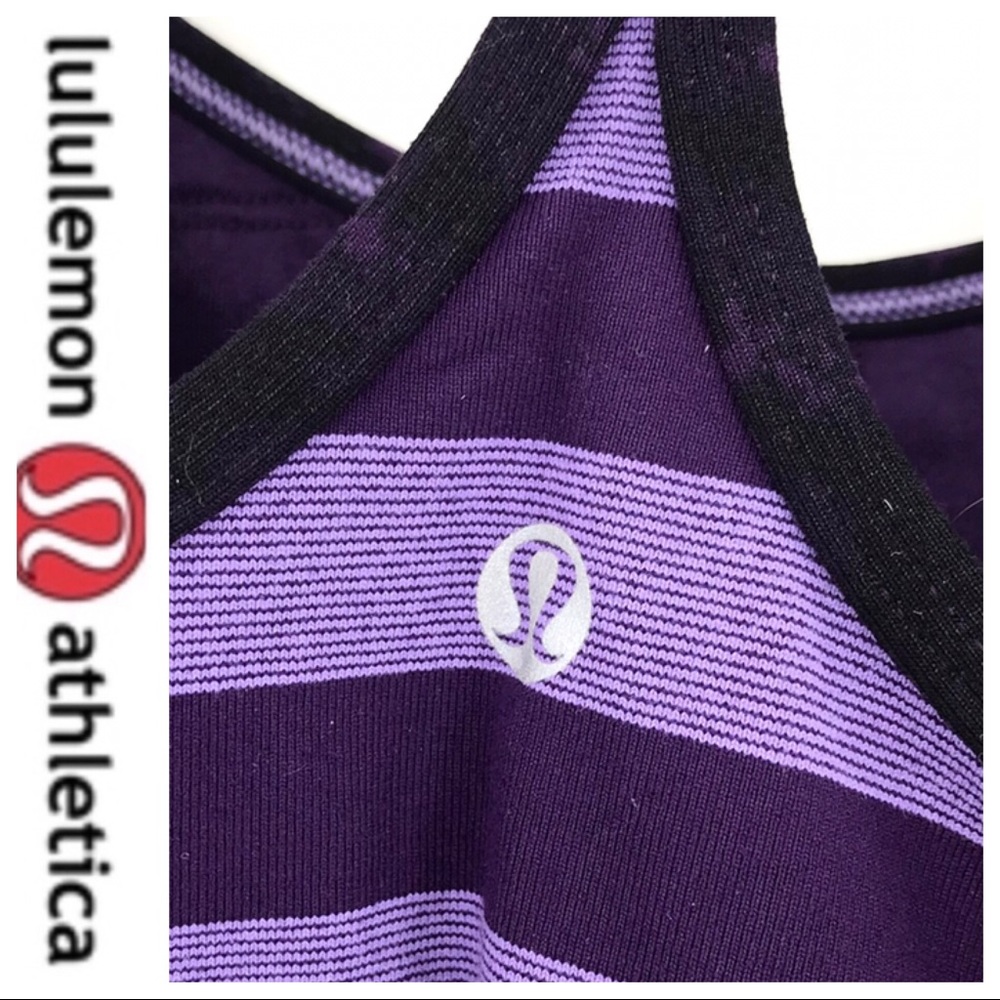 💕SALE💕 Lululemon Purple Stripe Power Y Tank Top - Picture 5 of 10